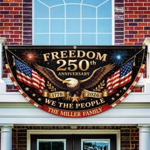 Load image into Gallery viewer, Personalized 250th Anniversary Fan Flag Custom Family Name Patriotic Decor