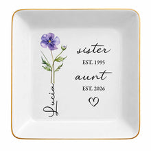 Load image into Gallery viewer, Personalized Flower Jewelry Dish Custom Name Gift for Aunt