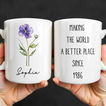 Load image into Gallery viewer, Personalized Flower Birth Month Coffee Mug Custom Gift for Mom