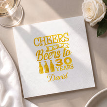 Load image into Gallery viewer, Personalized Cocktail Napkins Custom Beer Theme Birthday Gift