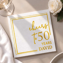 Load image into Gallery viewer, Personalized Cocktail Napkins Elegant Gold Design Custom Name Gift for Birthday