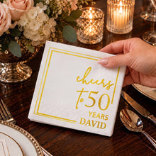 Load image into Gallery viewer, Personalized Cocktail Napkins Elegant Gold Design Custom Name Gift for Birthday