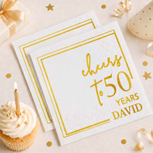 Load image into Gallery viewer, Personalized Cocktail Napkins Elegant Gold Design Custom Name Gift for Birthday