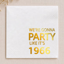 Load image into Gallery viewer, Personalized Gold Foil Cocktail Napkins Custom Year Gift