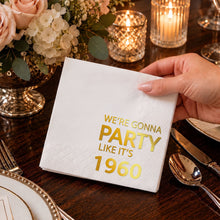 Load image into Gallery viewer, Personalized Gold Foil Cocktail Napkins Custom Year Gift