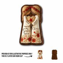 Load image into Gallery viewer, Personalized Car Visor Clip Gift for Sisters Holding Heart Flowers