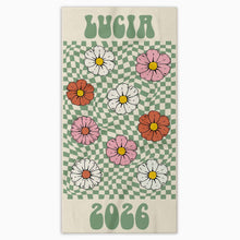Load image into Gallery viewer, Personalized Groovy Beach Towel Custom Name Floral Gift