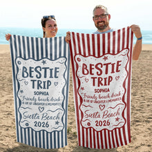 Load image into Gallery viewer, Personalized Beach Towel Custom Name for Best Friends Gift