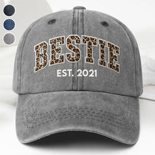 Load image into Gallery viewer, Personalized Washed Denim Cap Custom Year Gift for Bestie