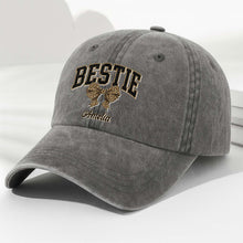 Load image into Gallery viewer, Personalized Leopard Print Bow Washed Denim Cap for Besties