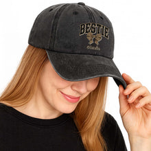 Load image into Gallery viewer, Personalized Leopard Print Bow Washed Denim Cap for Besties