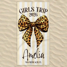 Load image into Gallery viewer, Personalized Leopard Print Beach Towel Custom Name Gift for Best Friends