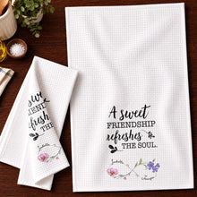 Load image into Gallery viewer, Personalized Kitchen Towel Custom Birth Month Flowers Gift for Best Friends