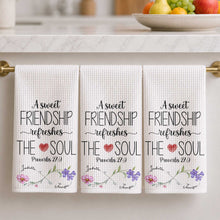 Load image into Gallery viewer, Personalized Kitchen Towel Gift for Best Friends with Flowers