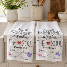 Load image into Gallery viewer, Personalized Kitchen Towel Gift for Best Friends with Flowers