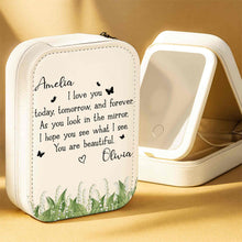 Load image into Gallery viewer, Personalized Jewelry Box with LED Mirror Custom Name Gift for Mom