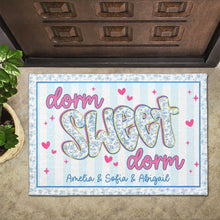 Load image into Gallery viewer, Personalized Floral Stripes Doormat Custom Name Gift for Dorm