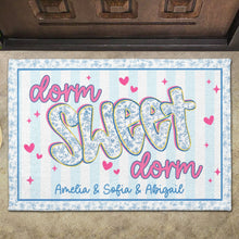 Load image into Gallery viewer, Personalized Floral Stripes Doormat Custom Name Gift for Dorm