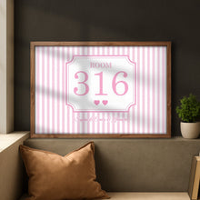 Load image into Gallery viewer, Personalized Dorm Room Poster Custom Name Hearts Stripes