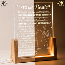 Load image into Gallery viewer, Personalized Acrylic Night Light Custom Bestie Gift with Wood Base