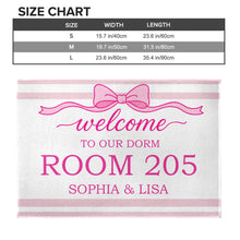 Load image into Gallery viewer, Personalized Pink Ribbon Bow Doormat Custom Name Gift for BFF