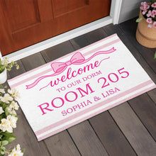 Load image into Gallery viewer, Personalized Pink Ribbon Bow Doormat Custom Name Gift for BFF