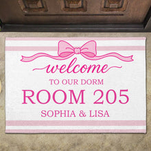 Load image into Gallery viewer, Personalized Pink Ribbon Bow Doormat Custom Name Gift for BFF