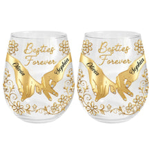 Load image into Gallery viewer, Personalized Stemless Wine Glass Bestie Gift Custom Name Floral
