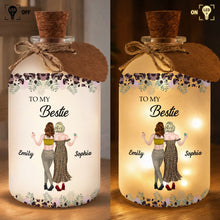 Load image into Gallery viewer, Personalized Frosted Glass Bottle Light Custom Bestie Gift
