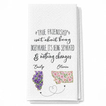 Load image into Gallery viewer, Personalized Kitchen Towel Custom State Art Flowers Friend Gift