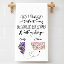 Load image into Gallery viewer, Personalized Kitchen Towel Custom State Art Flowers Friend Gift