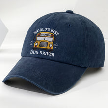 Load image into Gallery viewer, Personalized Washed Denim Cap Custom Name Gift for Bus Driver