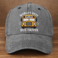 Load image into Gallery viewer, Personalized Washed Denim Cap Custom Name Gift for Bus Driver