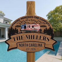 Load image into Gallery viewer, Personalized Wood Sign Custom Name Camping Gift for Family
