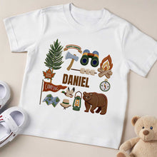 Load image into Gallery viewer, Personalized Cotton Youth T-Shirt Happy Camper Gift for Kids