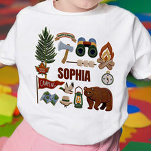 Load image into Gallery viewer, Personalized Cotton Youth T-Shirt Happy Camper Gift for Kids