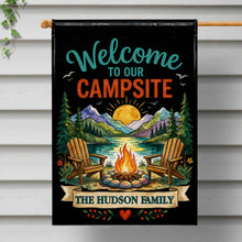 Load image into Gallery viewer, Personalized Double-Sided Garden Flag Custom Family Name Welcome to Our Campsite