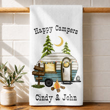 Load image into Gallery viewer, Personalized Kitchen Towel Happy Campers Vintage Camper Gift
