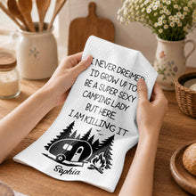 Load image into Gallery viewer, Personalized Kitchen Towel Unique Camping Gift for Her