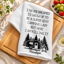 Load image into Gallery viewer, Personalized Kitchen Towel Unique Camping Gift for Her