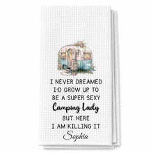 Load image into Gallery viewer, Personalized Kitchen Towel Vintage Camper Gift for Camping Lovers