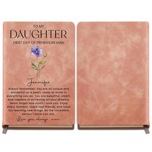 Load image into Gallery viewer, Personalized Leather Journal Birth Flower Gift for Daughter