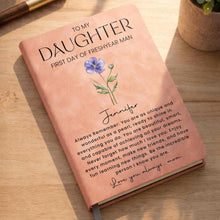 Load image into Gallery viewer, Personalized Leather Journal Birth Flower Gift for Daughter