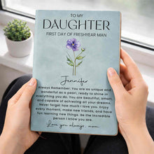 Load image into Gallery viewer, Personalized Leather Journal Birth Flower Gift for Daughter