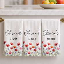 Load image into Gallery viewer, Personalized Kitchen Towel Birth Month Flowers Custom Gift
