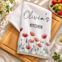 Load image into Gallery viewer, Personalized Kitchen Towel Birth Month Flowers Custom Gift