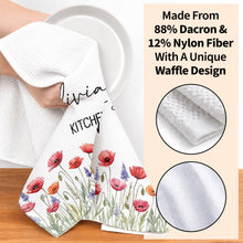 Load image into Gallery viewer, Personalized Kitchen Towel Birth Month Flowers Custom Gift
