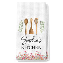 Load image into Gallery viewer, Personalized Kitchen Towel Custom Name Floral Design Gift