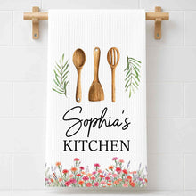 Load image into Gallery viewer, Personalized Kitchen Towel Custom Name Floral Design Gift