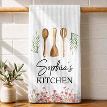 Load image into Gallery viewer, Personalized Kitchen Towel Custom Name Floral Design Gift